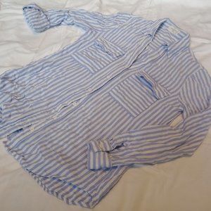 Shirlee Button Down Top- blue stripes